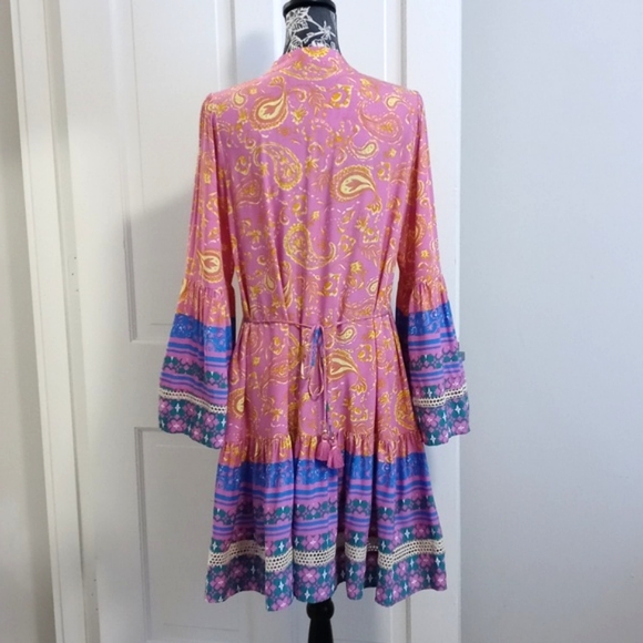 🌊Coco + Carmen🌊 - Lonnie Ruffled Paisley Print Cover-Up Tunic Dress - Picture 5 of 16